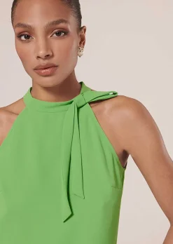 TARA JARMON Tierri Green Crepe Top Discount