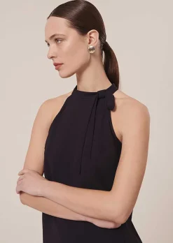 TARA JARMON Tierri Midnight Blue Crepe Top Fashion