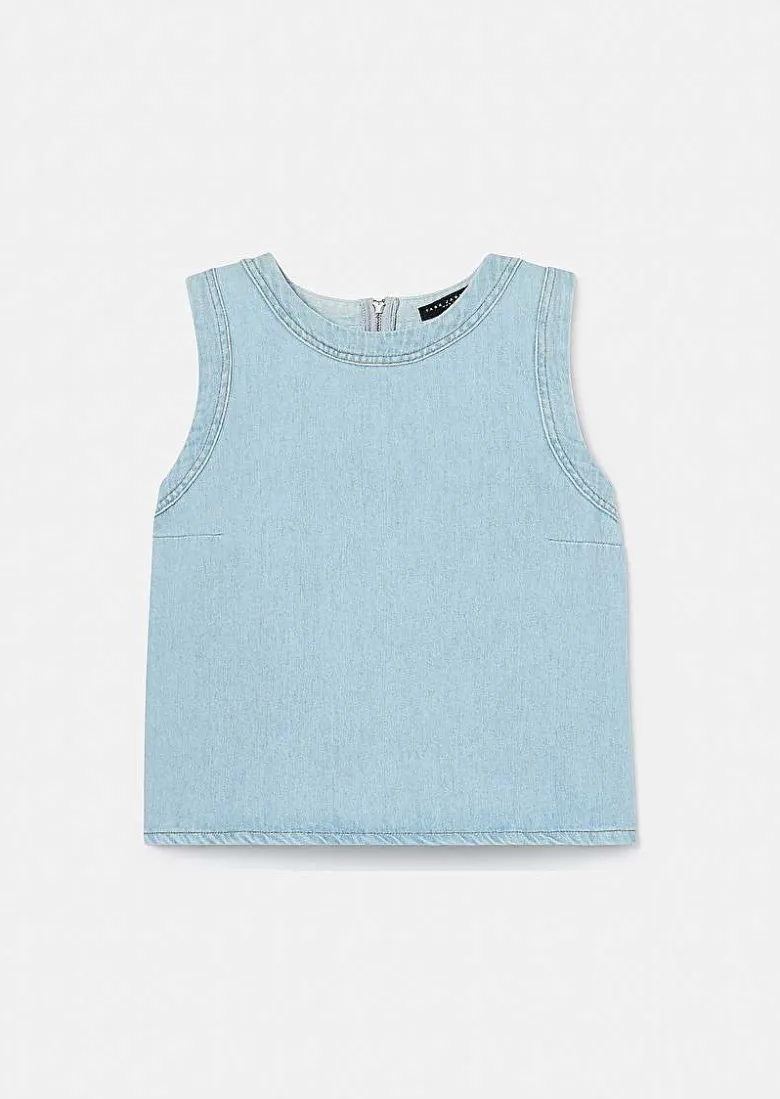 TARA JARMON Tokono Light Blue Denim Top Fashion