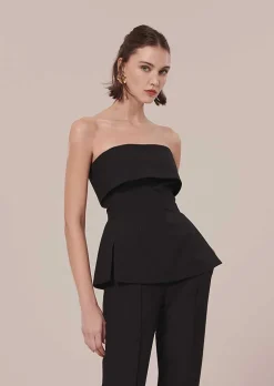 TARA JARMON Tonnie Black Cold Wool Top Cheap