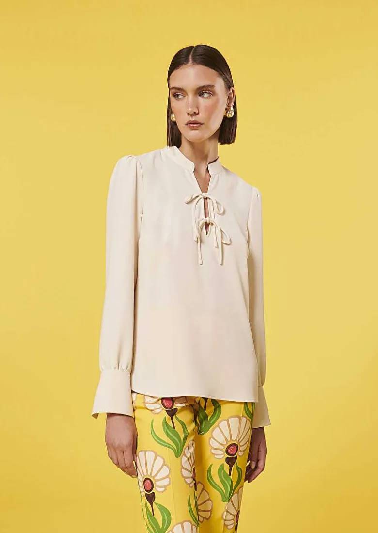TARA JARMON Toulouse Ecru Crepe Top Sale