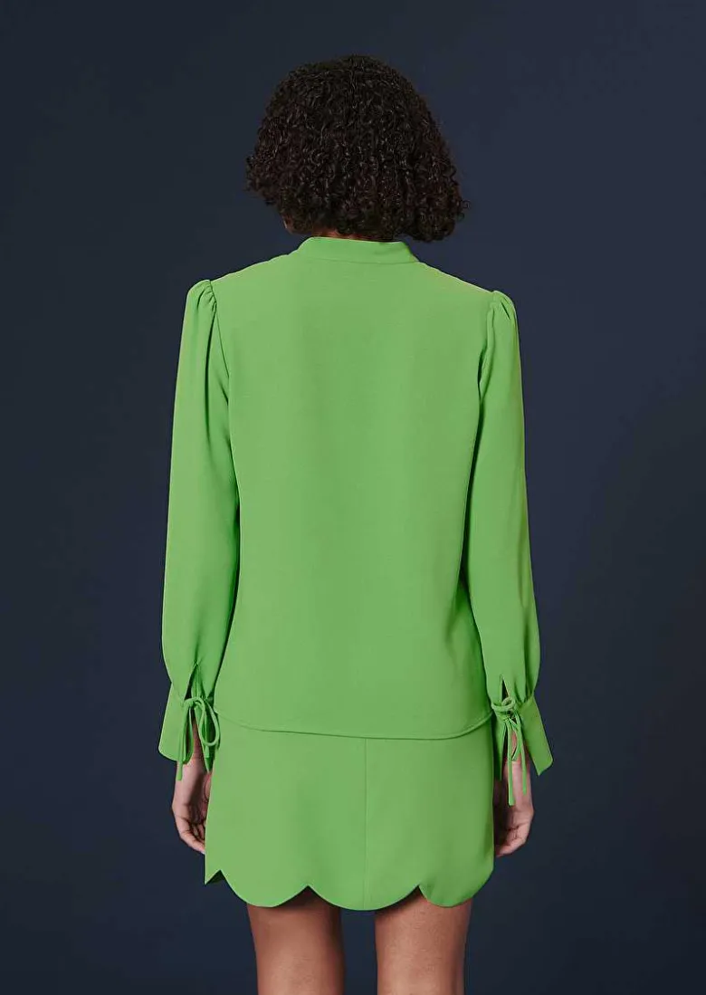 TARA JARMON Toulouse Green Crepe Top Cheap