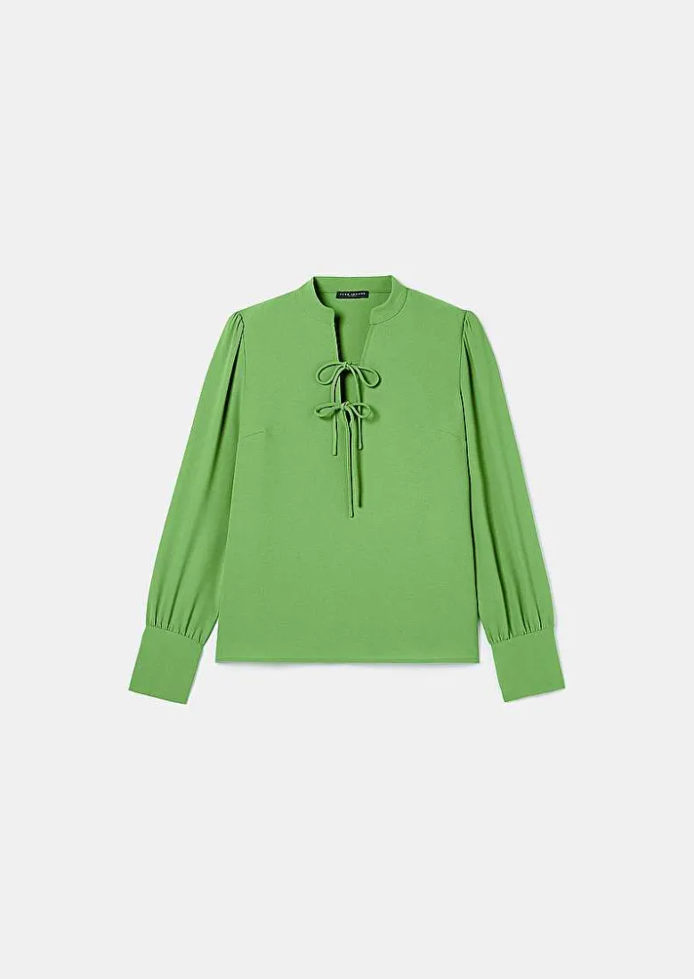 TARA JARMON Toulouse Green Crepe Top Cheap
