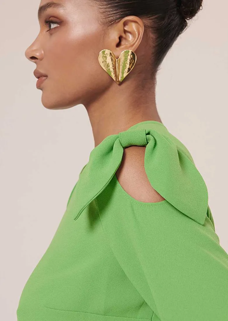 TARA JARMON Tournesol Green Crepe Top Clearance