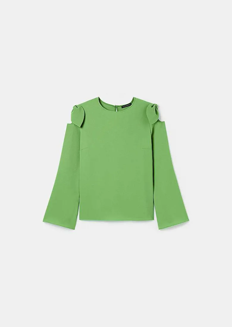 TARA JARMON Tournesol Green Crepe Top Clearance