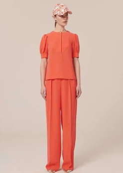TARA JARMON Tourterelle Coral Crepe Blouse Hot