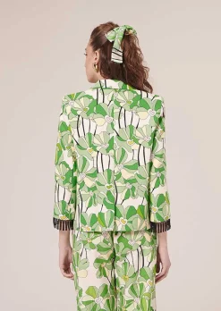 TARA JARMON Valensole Green Floral Printed Jackect Fashion