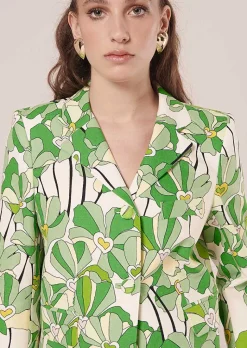 TARA JARMON Valensole Green Floral Printed Jackect Fashion