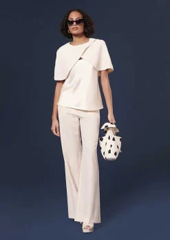 TARA JARMON Valentina Ecru Crepe Cape Store