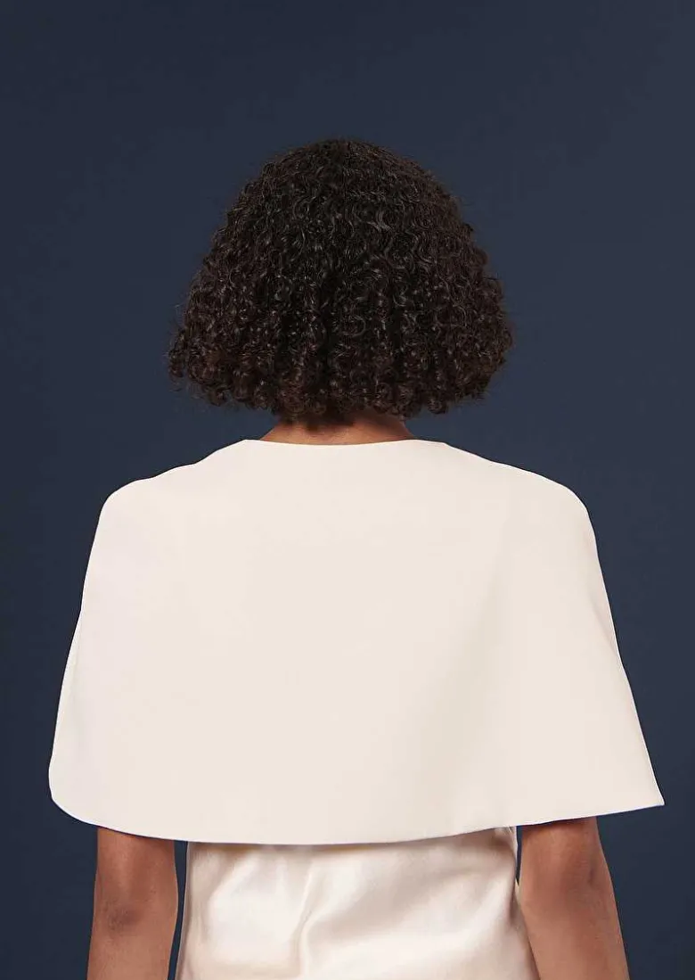 TARA JARMON Valentina Ecru Crepe Cape Store