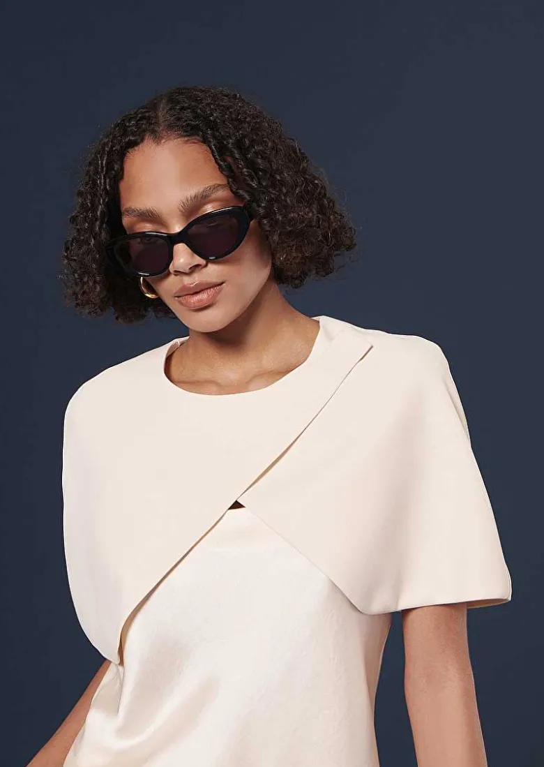 TARA JARMON Valentina Ecru Crepe Cape Store