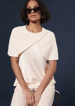 TARA JARMON Valentina Ecru Crepe Cape Store