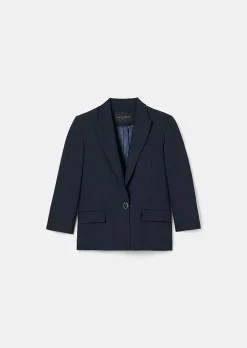 TARA JARMON Vancouveur Midnight Blue Cold Wool Suit Jacket Sale
