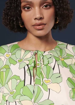 TARA JARMON Verona Green Floral Printed Cape Outlet