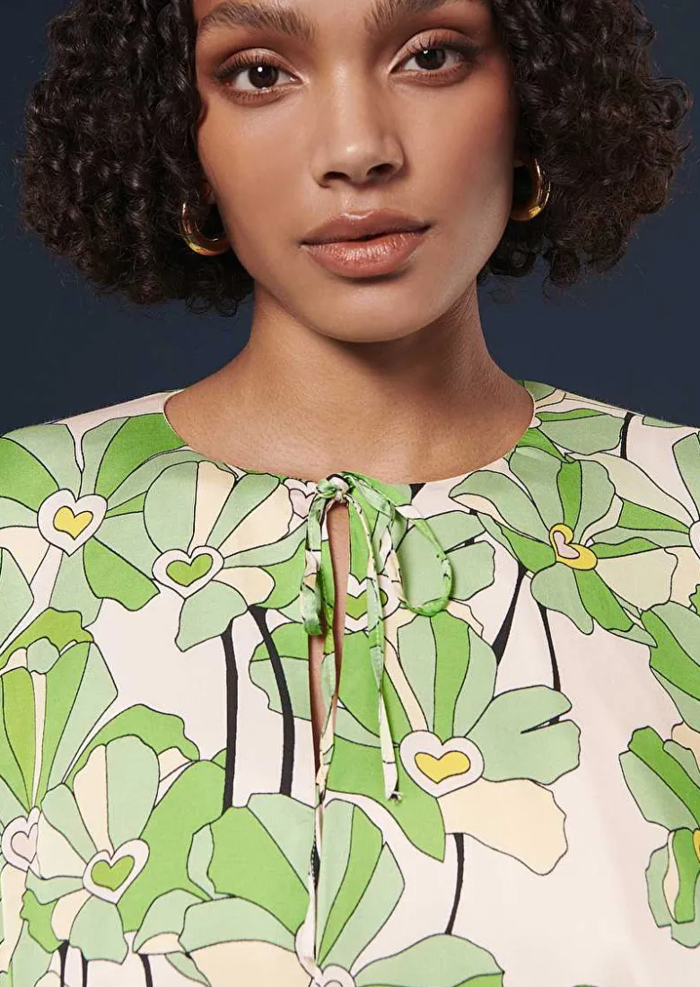 TARA JARMON Verona Green Floral Printed Cape Outlet