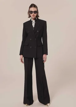 TARA JARMON Viola Black Cold Wool Suit Jacket Fashion