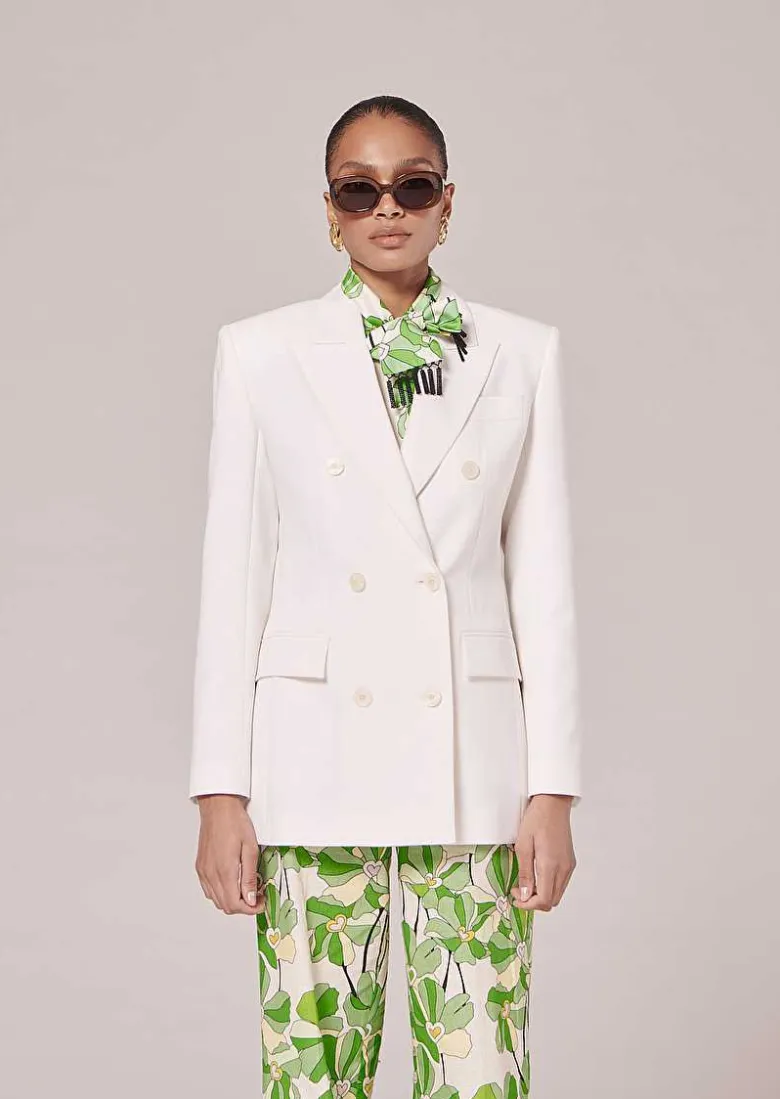 TARA JARMON Viola Ecru Cold Wool Suit Jacket Cheap
