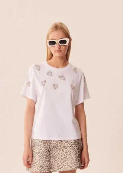 TARA JARMON White Taralove T-Shirt In Embroidered Cotton Shop